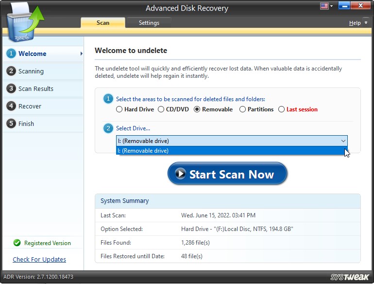 advanced disk recovery scan drive