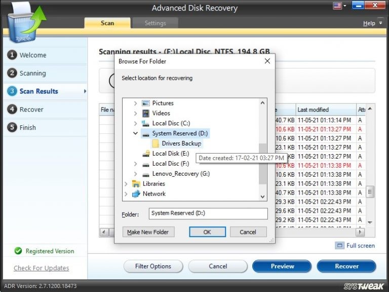 advanced disk recovery add drive