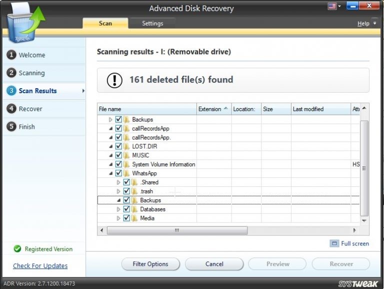 advanced disk recovery scan result