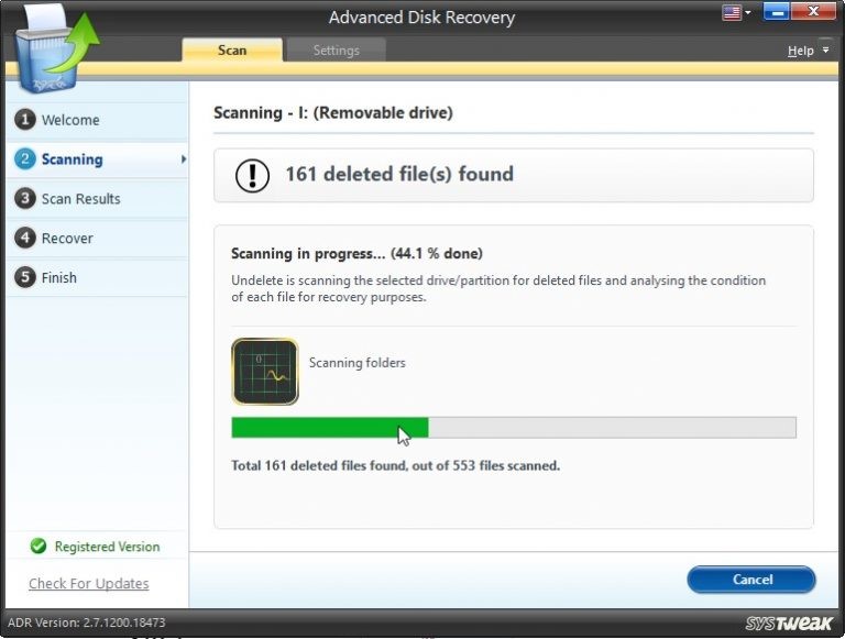 advanced disk recovery scan process
