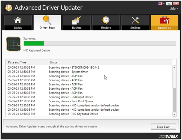 Advanced Driver Updater Scan