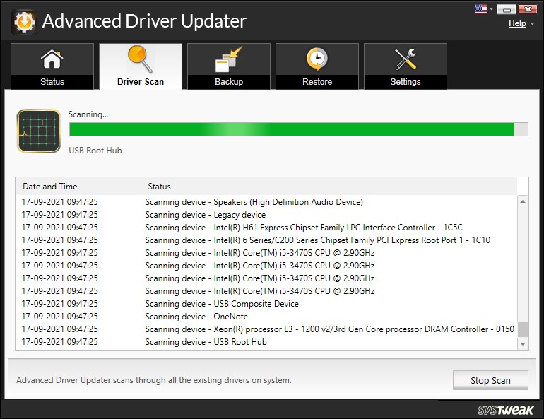 advanced driver updater scan process