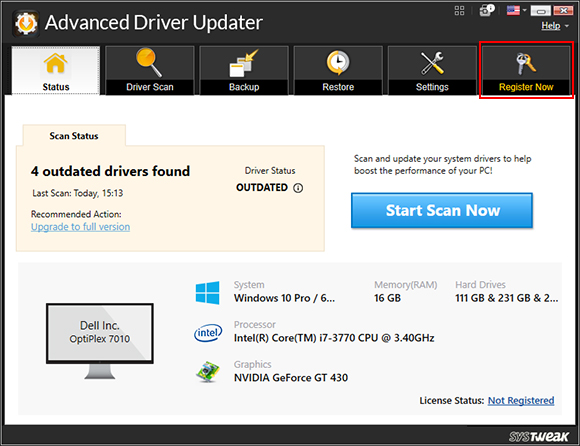 Click on the Register Now option on the top right corner of the program screen.