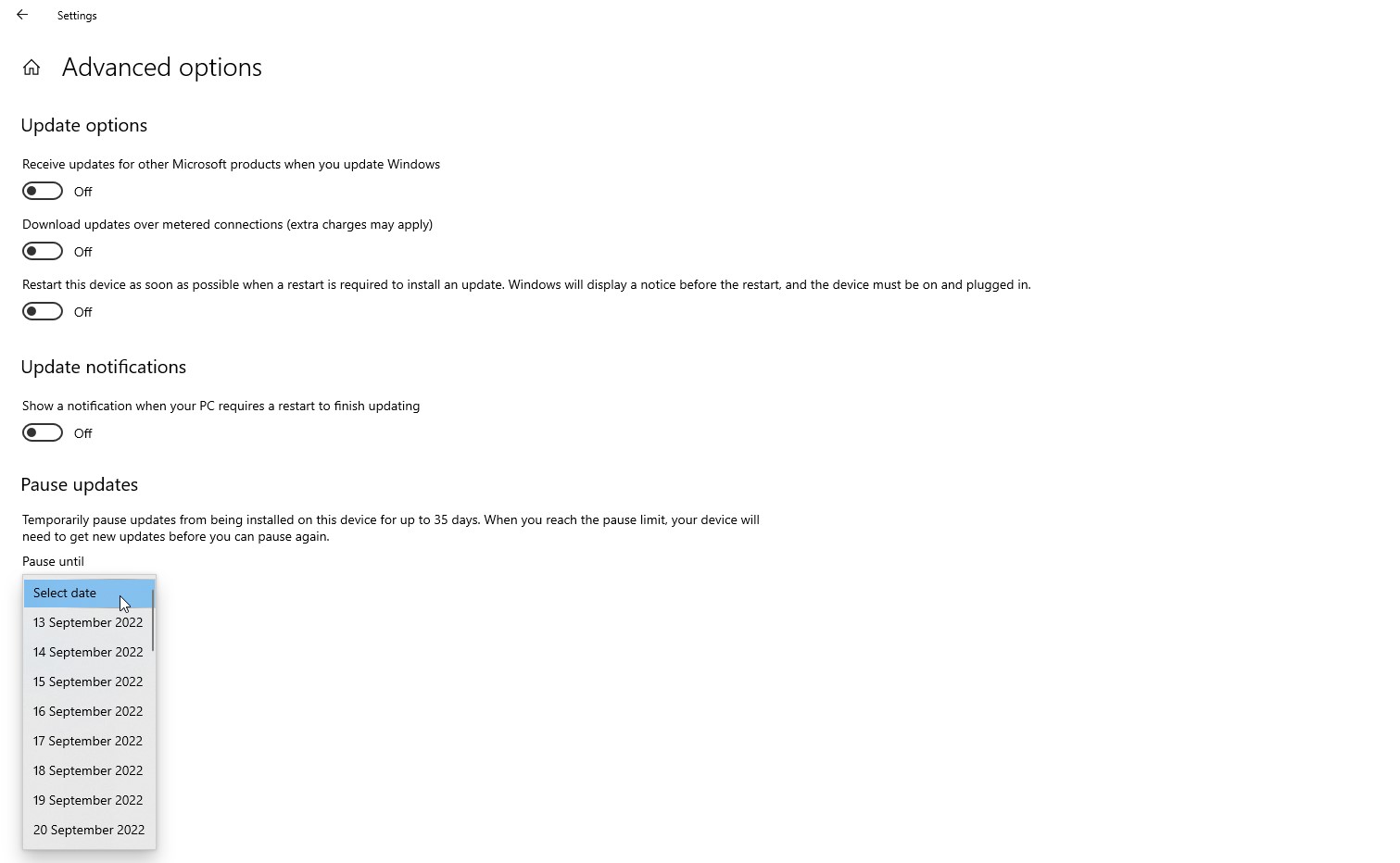 advanced option update