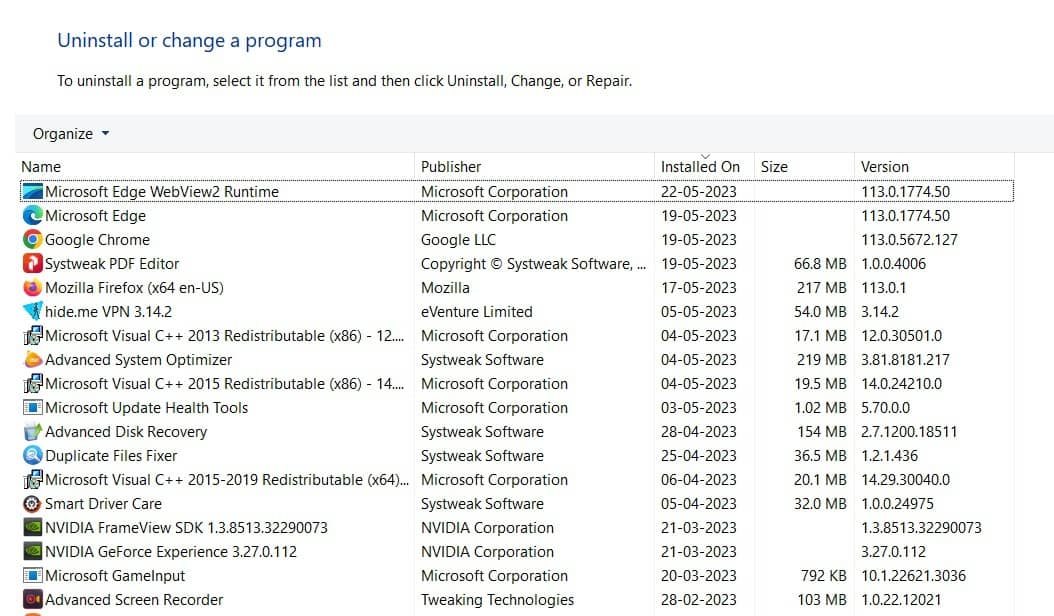 all installed applications