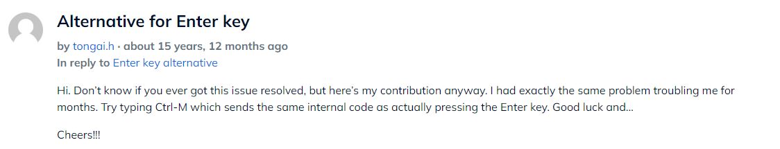 alternate solution enter key not working