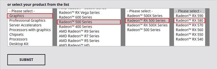 AMD RX 580 drivers download