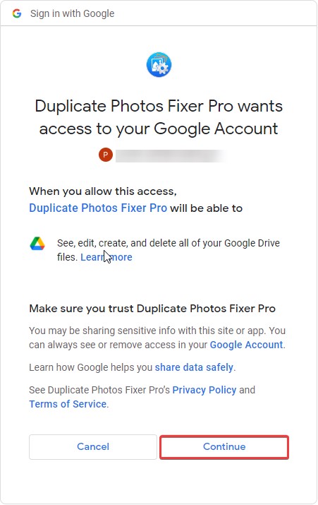 allow access and continue