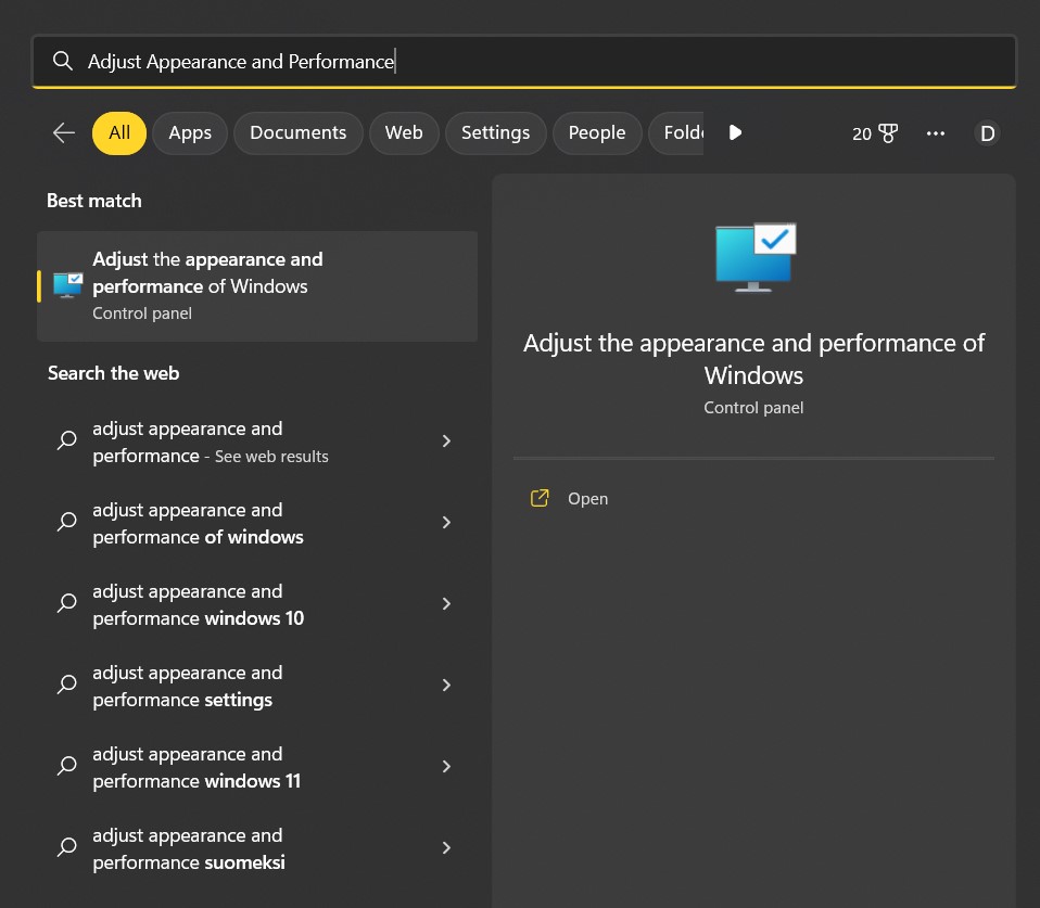 Appearance and Performance of Windows