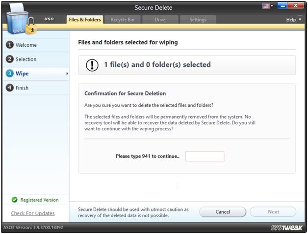 ASO file folder select