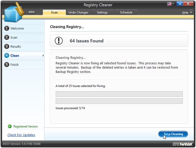 ASO registy cleaner process