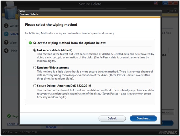 ASO select wiping method