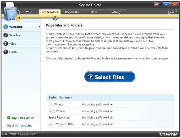 ASO wipe file and olders