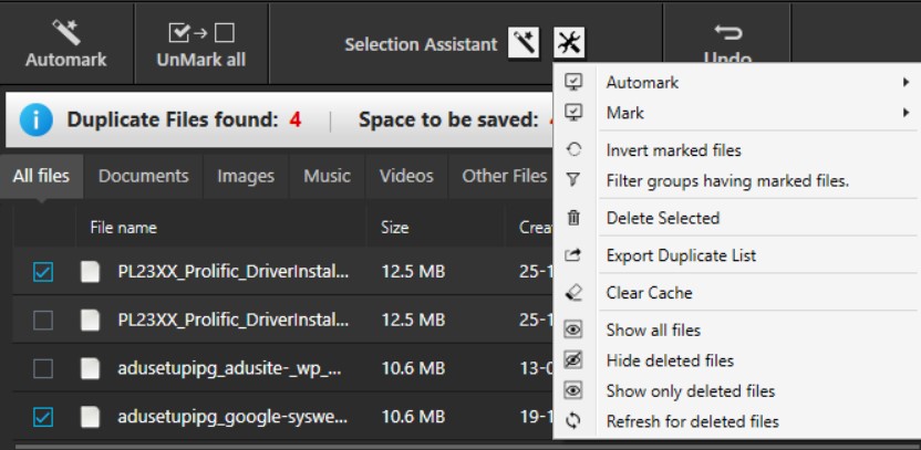 auto mark duplicate file