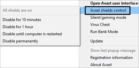 avast shields control