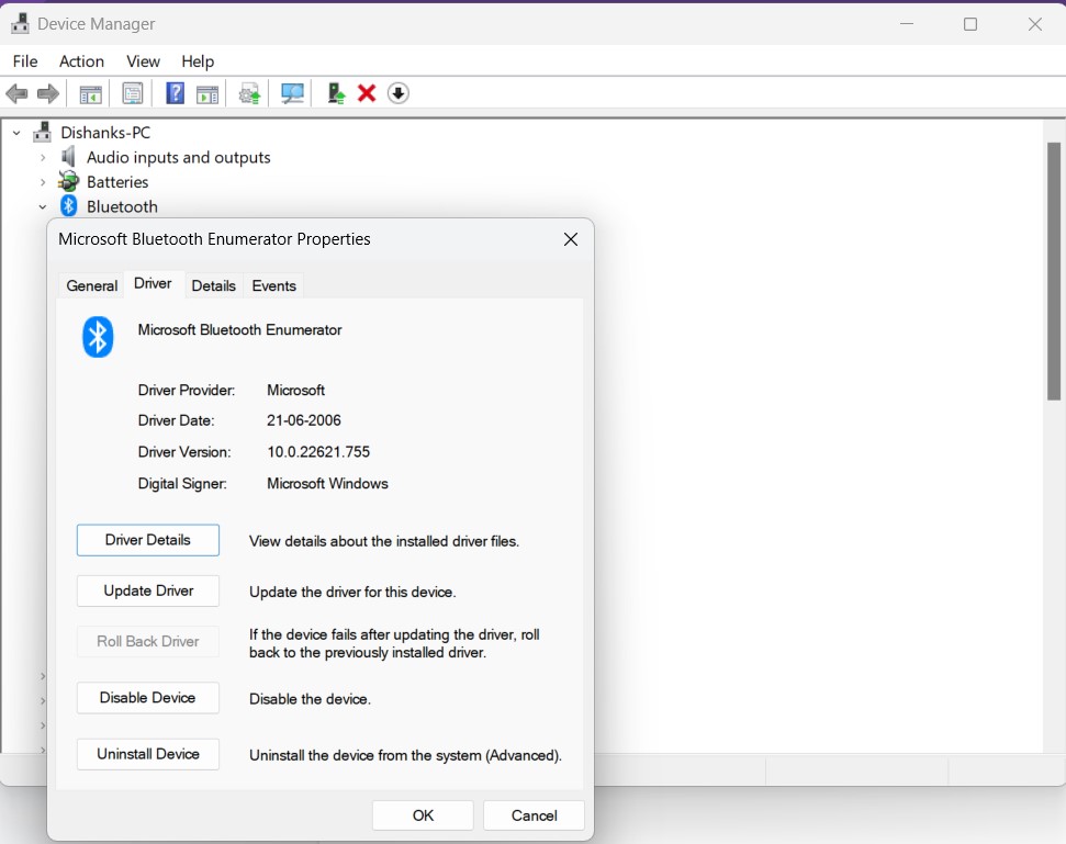 bluetooth driver detail