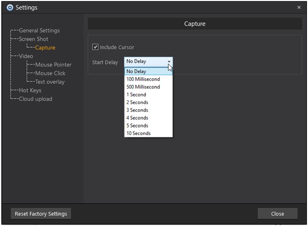 take a screenshot with delay