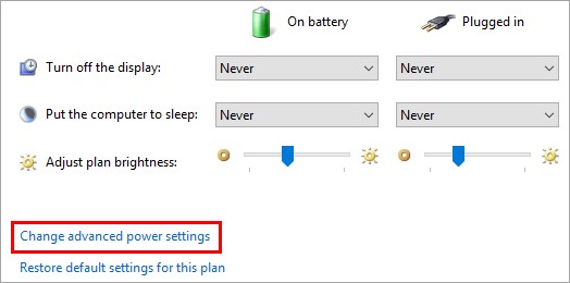 change advanced power setting