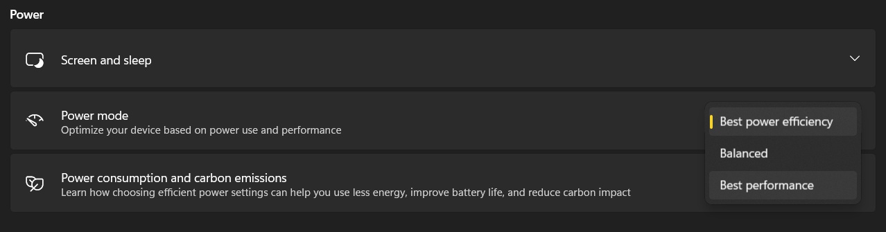 Change Power Mode to best performance