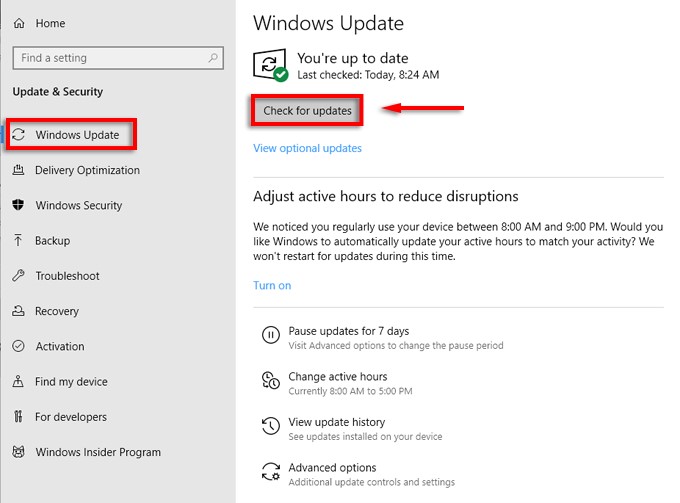 check windows update