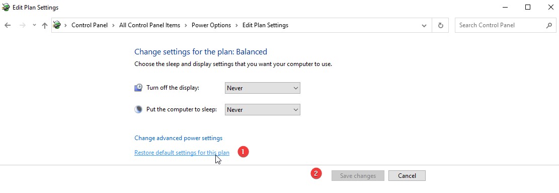 chnage power setting