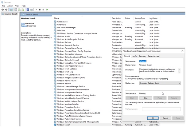 Disable search indexing