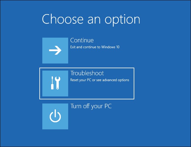 choose option for troubleshoot