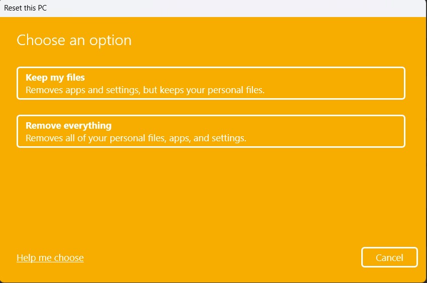 choose recovery option