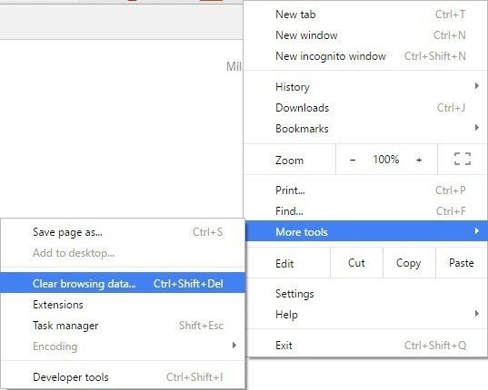 Select more tool tab than clear browsing data tab