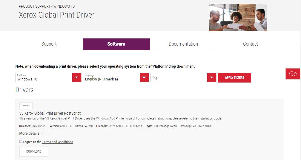 click Download button - Fuji Xerox Printer Driver