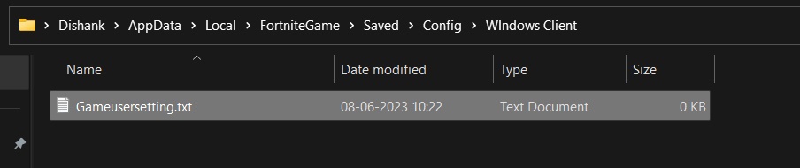click on Gameusersetting file