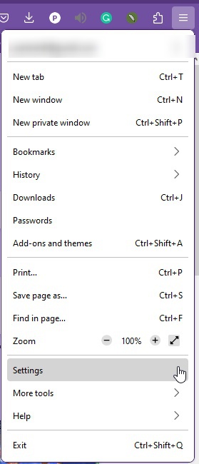 Click on three-bar icon at right corner Firefox browser