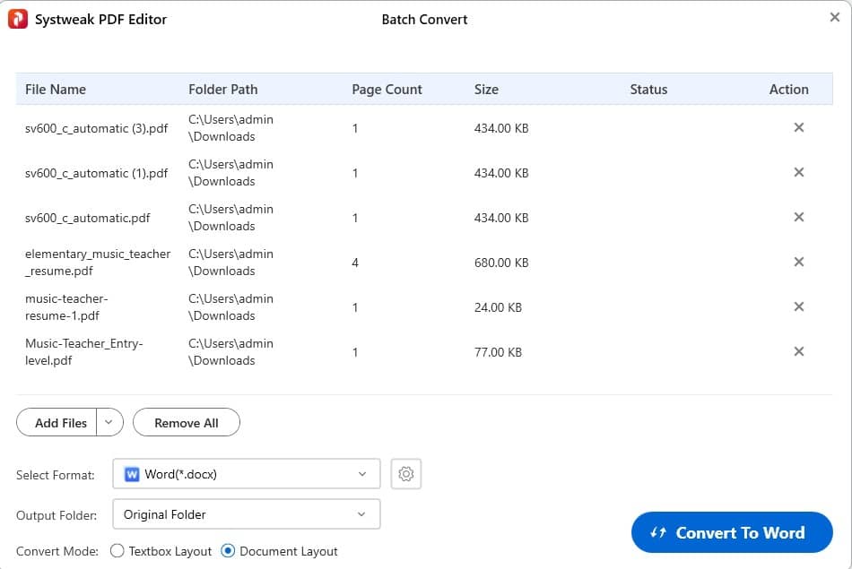 Convert To Word in batch convert