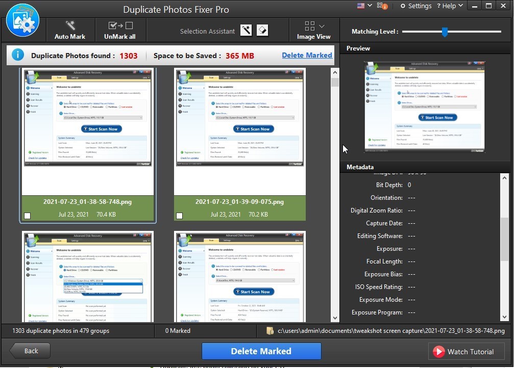 delete marked on duplicate