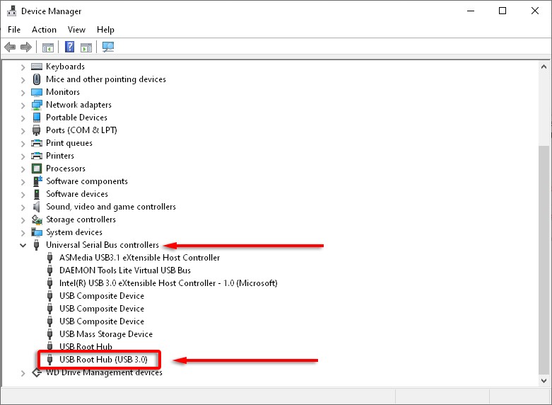 device manager remove usb port