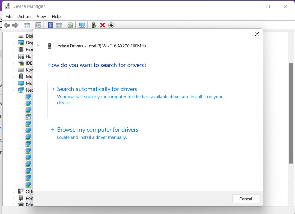 device manager search driver