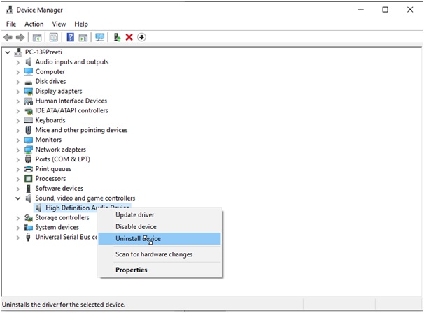 device manager uninstall device