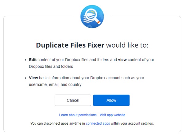 Duplicate Files Fixer allow access