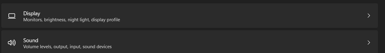 Display option in settings