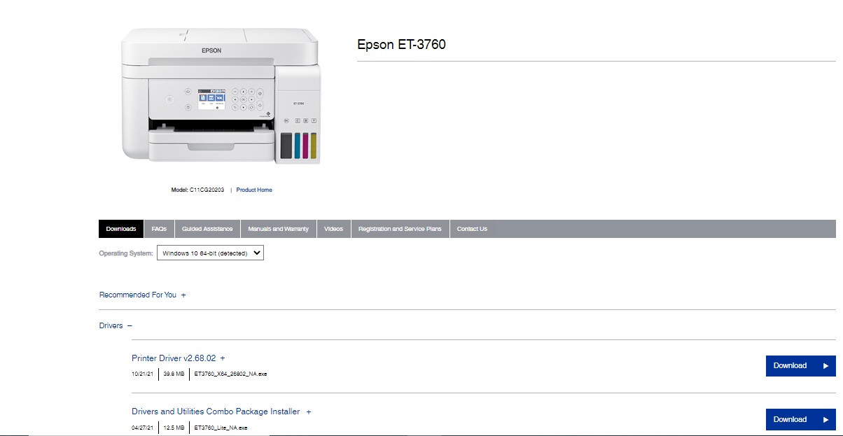 download Epson ET-3760 Printer driver
