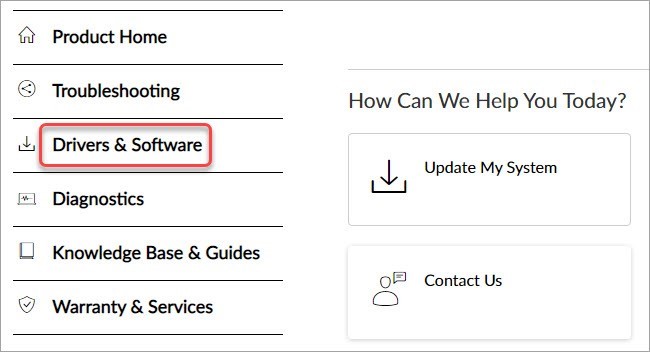 Drivers & Software option