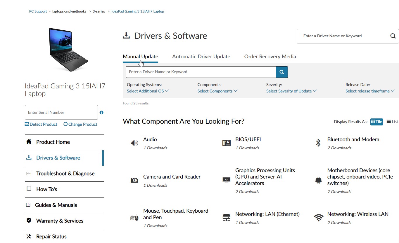 Manual Update Option
