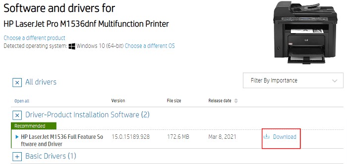 hp printer driver download
