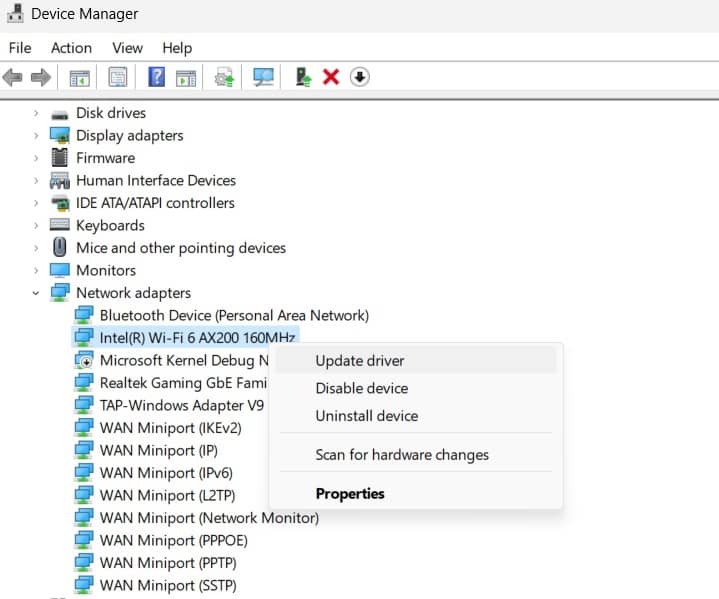 Find Wi-Fi drivers in Network Drivers