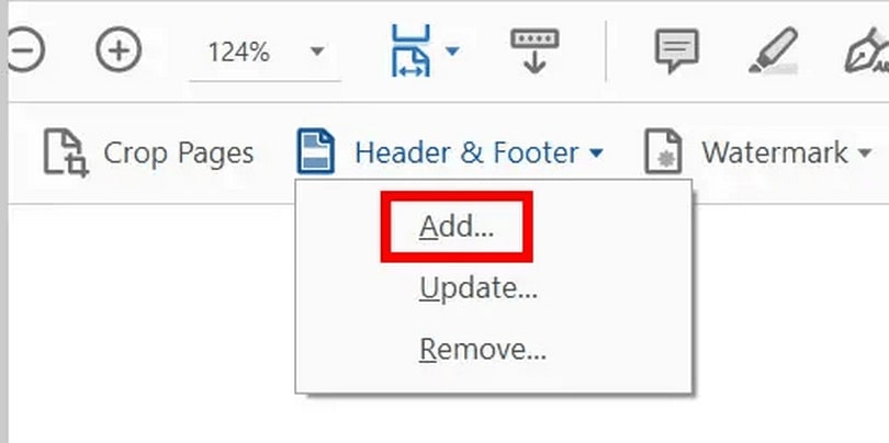 Header and Footer option in Acrobat Reader