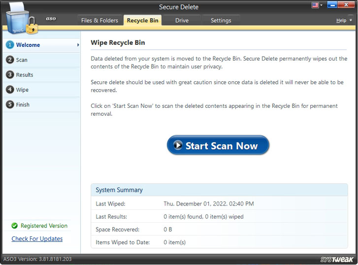 How to Securely Delete Items sent to Recycle Bin?