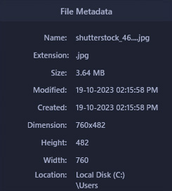Get the metadata information about the deleted files under this tab.