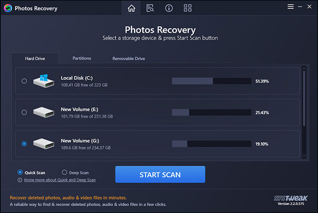 On the home screen under the Hard Drive tab you will see all the hard disk partitions
