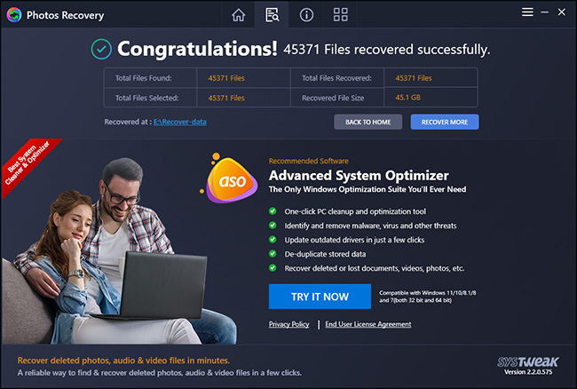 You can select only one hard drive partition at a time for recovery.