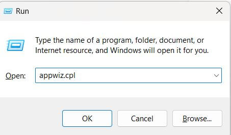 Type appwiz.cpl in control panel